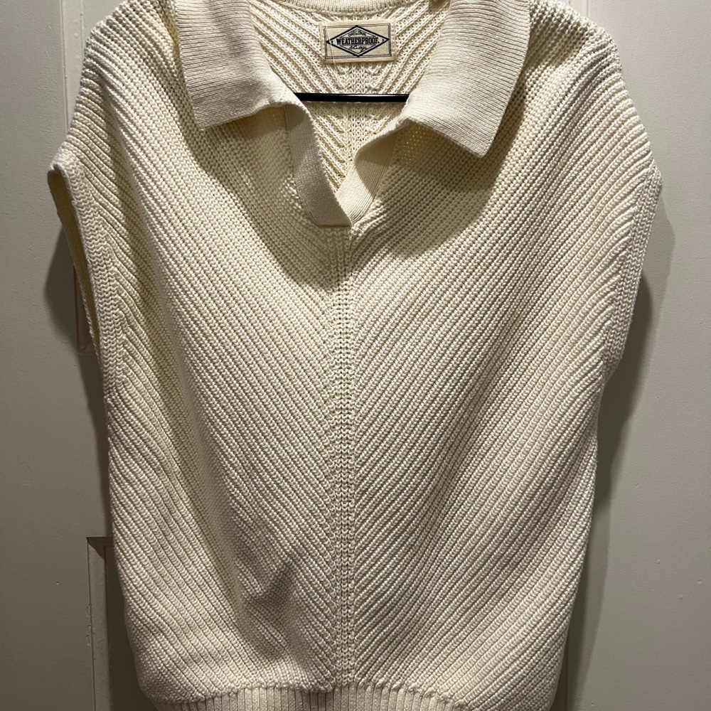 Women’s Cream Knit Polo Sweater